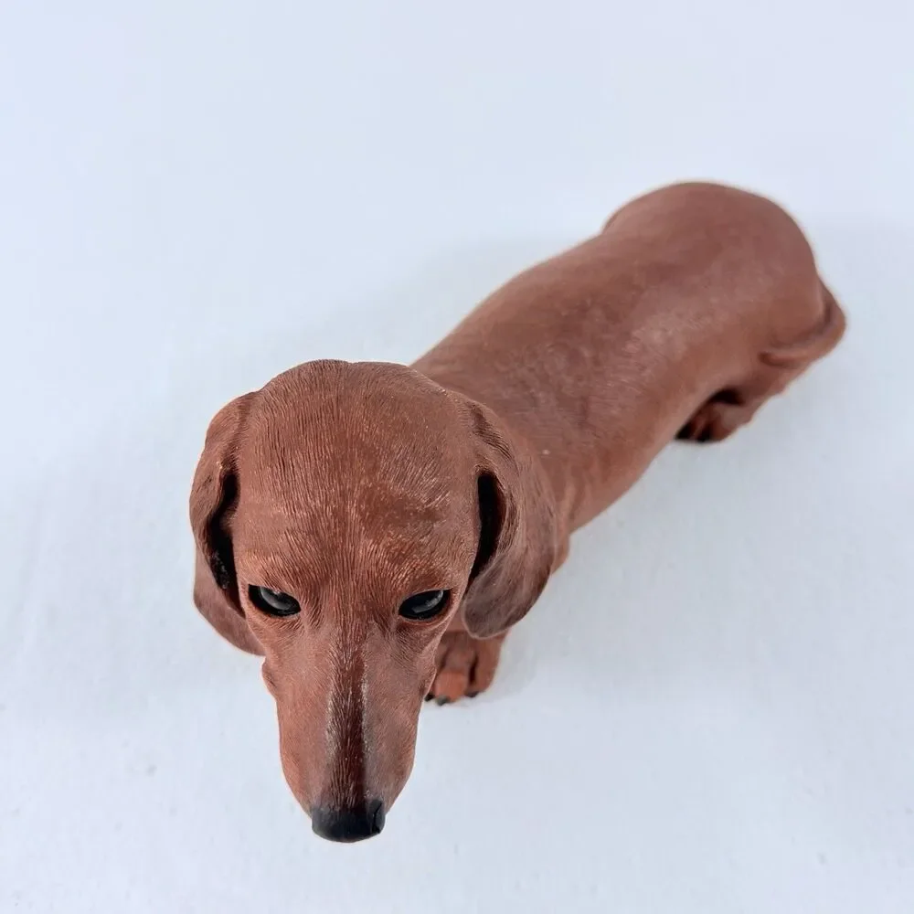 Vintage Sandicast Large Brown Dachshund Weiner Dog Figurine Sandra Brue Signed